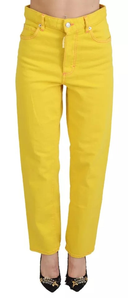 Dsquared² Gelbe Boston-Jeans aus Baumwolle mit hoher Taille und geradem Denim