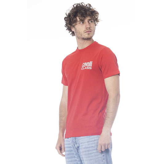 Cavalli Class Rotes Herren-T-Shirt aus Baumwolle