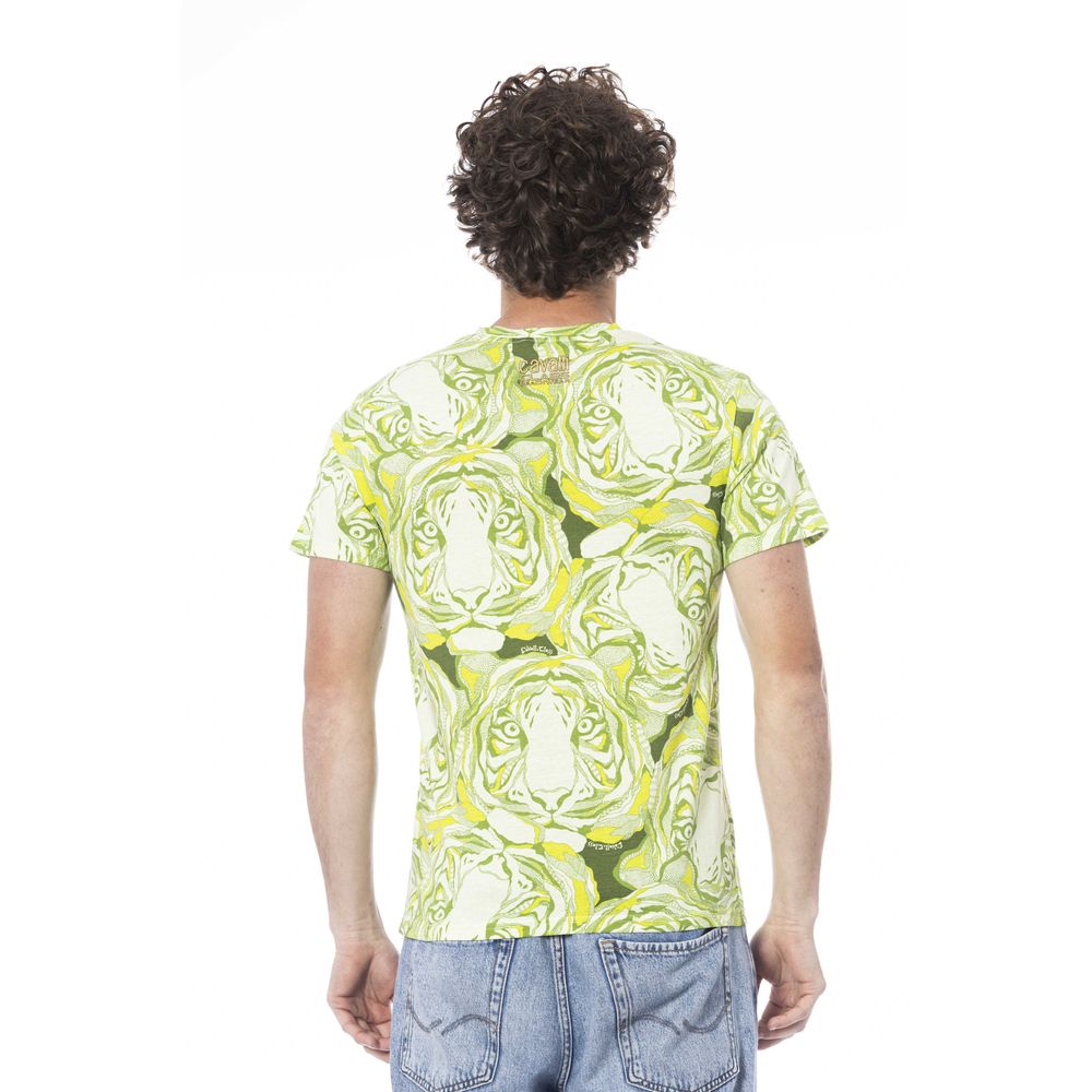 Cavalli Class Grünes Herren-T-Shirt aus Baumwolle