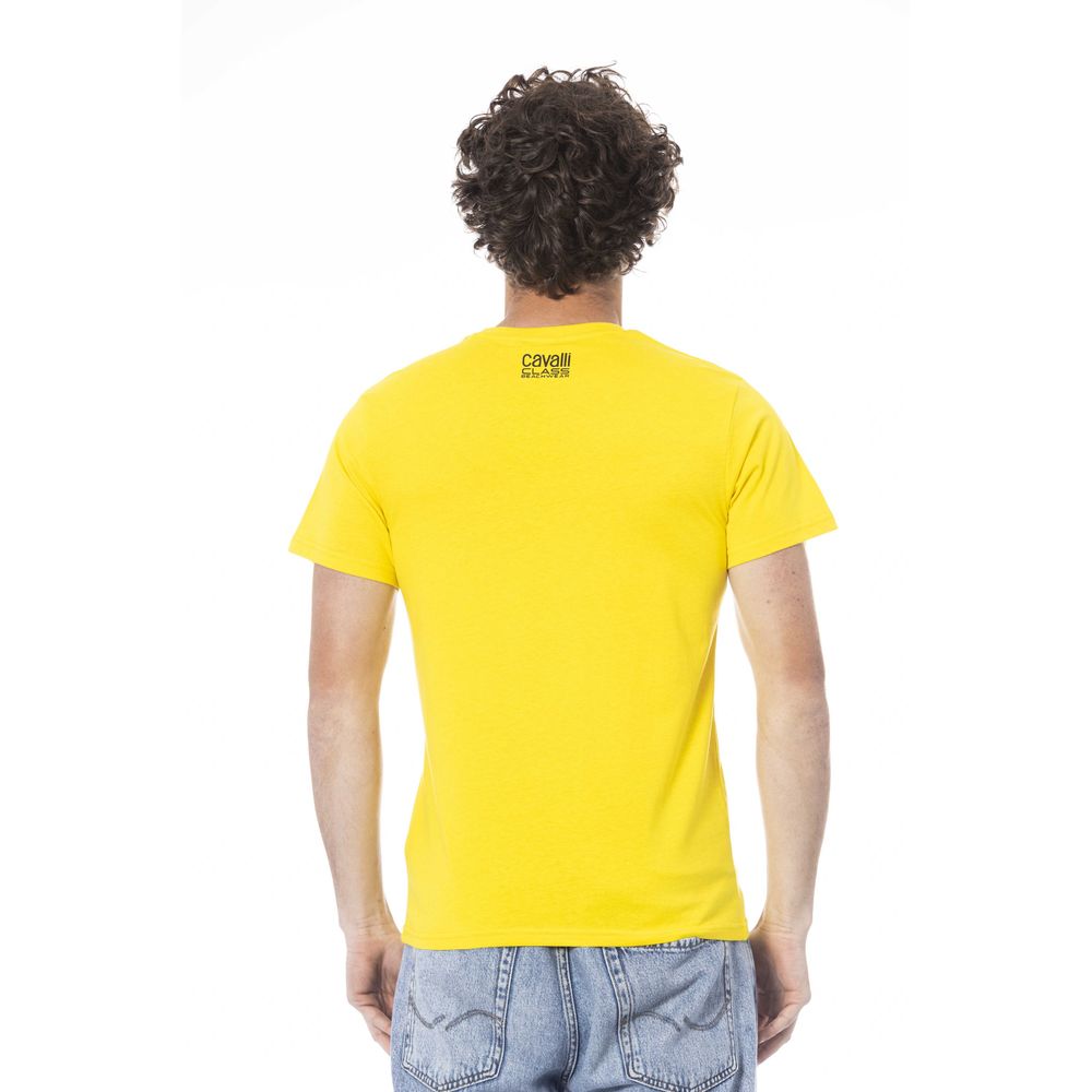 Cavalli Class Gelbes Herren-T-Shirt aus Baumwolle