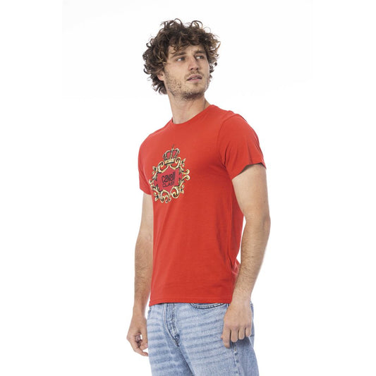 Cavalli Class Rotes Herren-T-Shirt aus Baumwolle