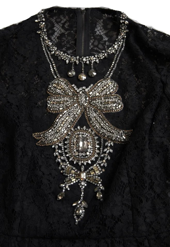 Dolce & Gabbana – Schwarzes Etuikleid mit Nylonspitze