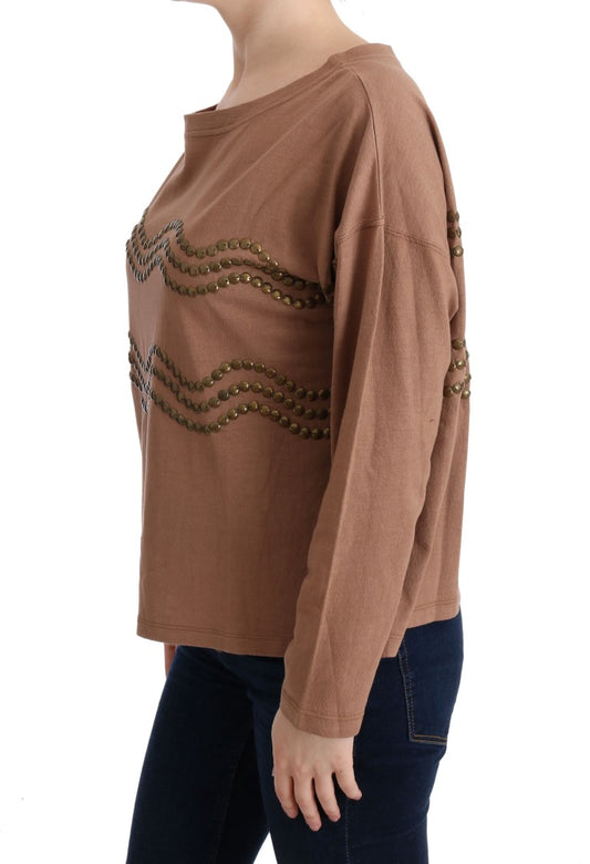 John Galliano Brauner Pullover aus Baumwolle mit Nieten