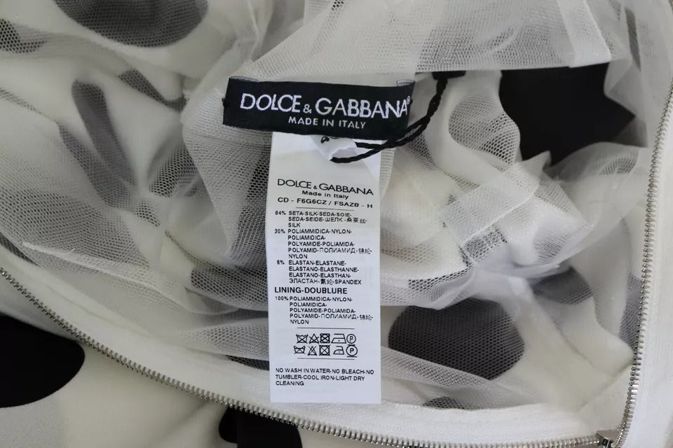 Dolce & Gabbana – Weißes One-Shoulder-Kleid mit Punkten und Kristallen