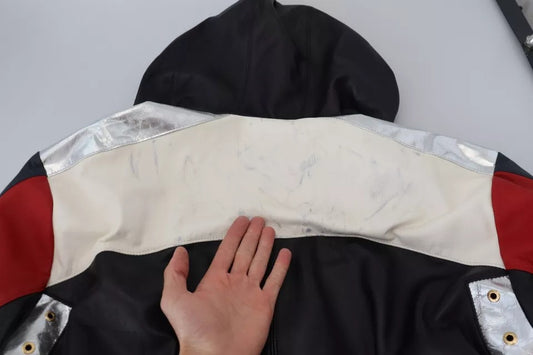 Dolce & Gabbana – Blouson-Manteljacke aus schwarzem Leder mit Kapuze