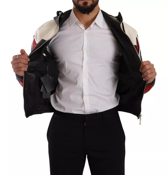 Dolce & Gabbana – Schwarze Blousonjacke aus Leder mit Kapuze