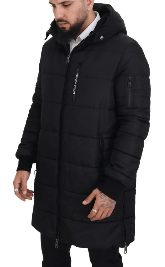 Dolce & Gabbana Schwarzer Nylon-Parka mit Kapuze, Winterjacke