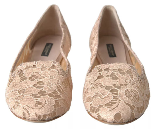 Dolce & Gabbana Beige Loafers mit Blumenspitze