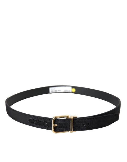 Dolce & Gabbana – Schwarzer Grosgrain-Gürtel mit goldener Metallschnalle – Herren