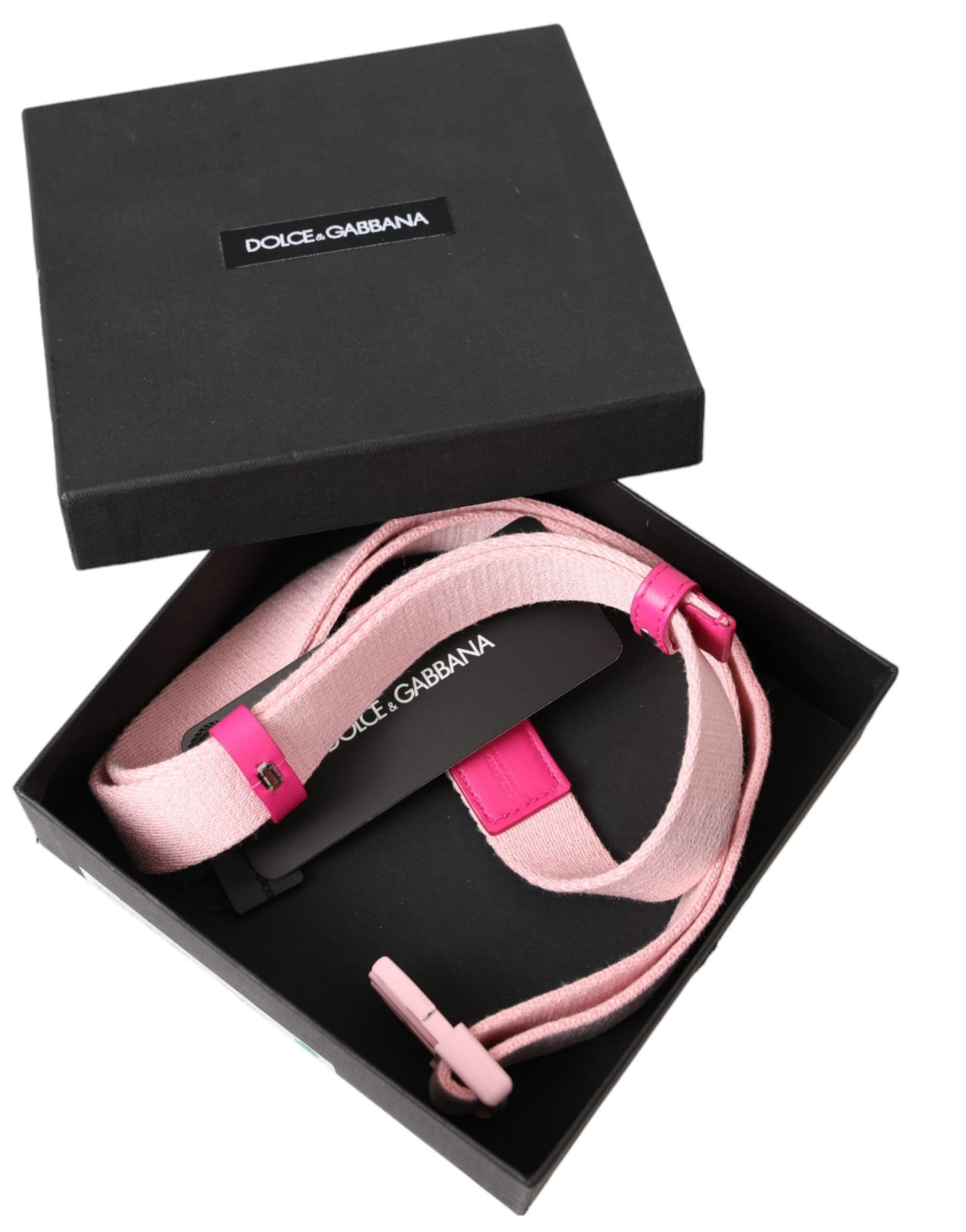 Dolce & Gabbana Damengürtel aus rosa Canvas mit Stretch-Kunststoffschnalle