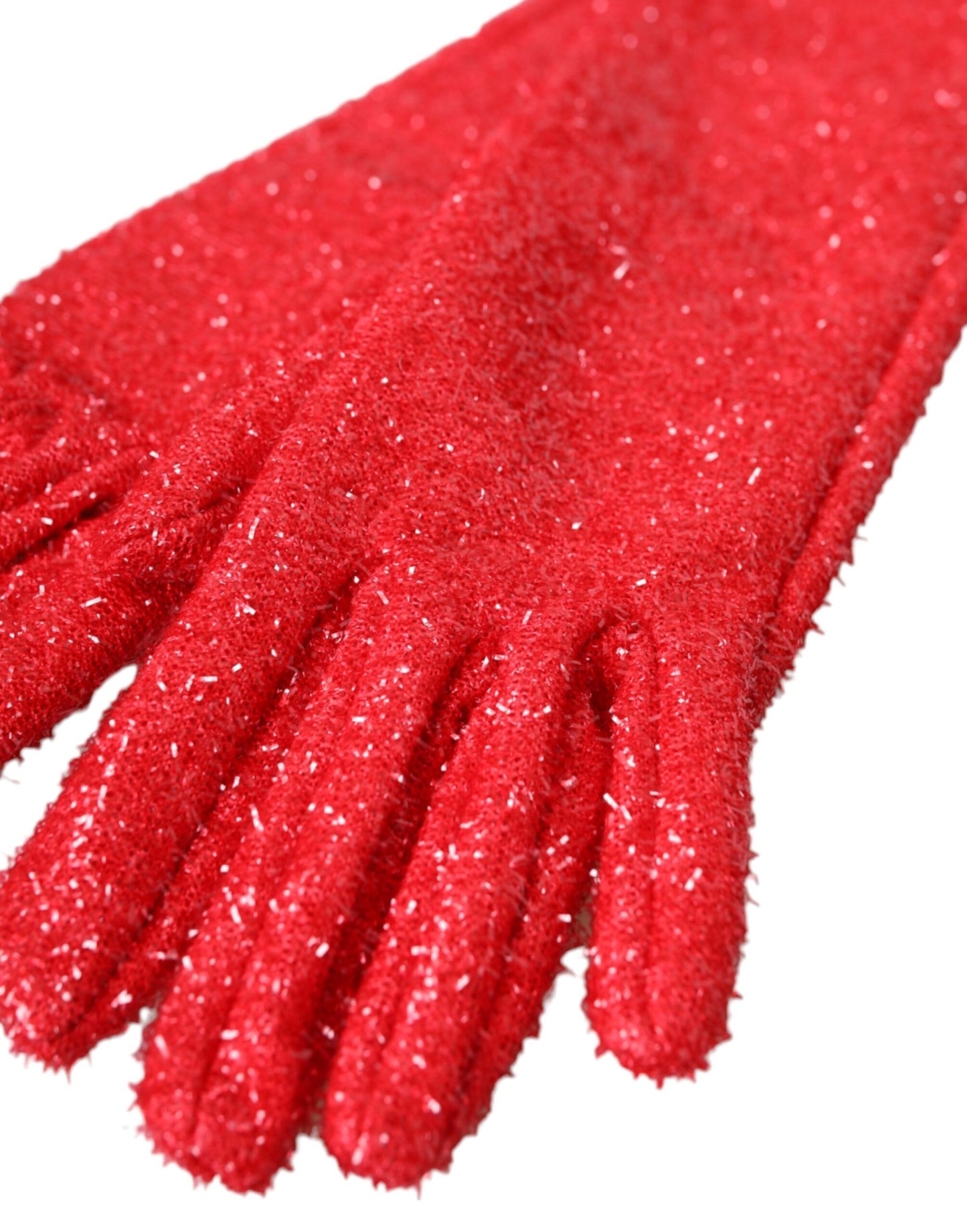 Dolce & Gabbana – Rote Lurex-Fantasia-Handschuhe in Mittelarmlänge