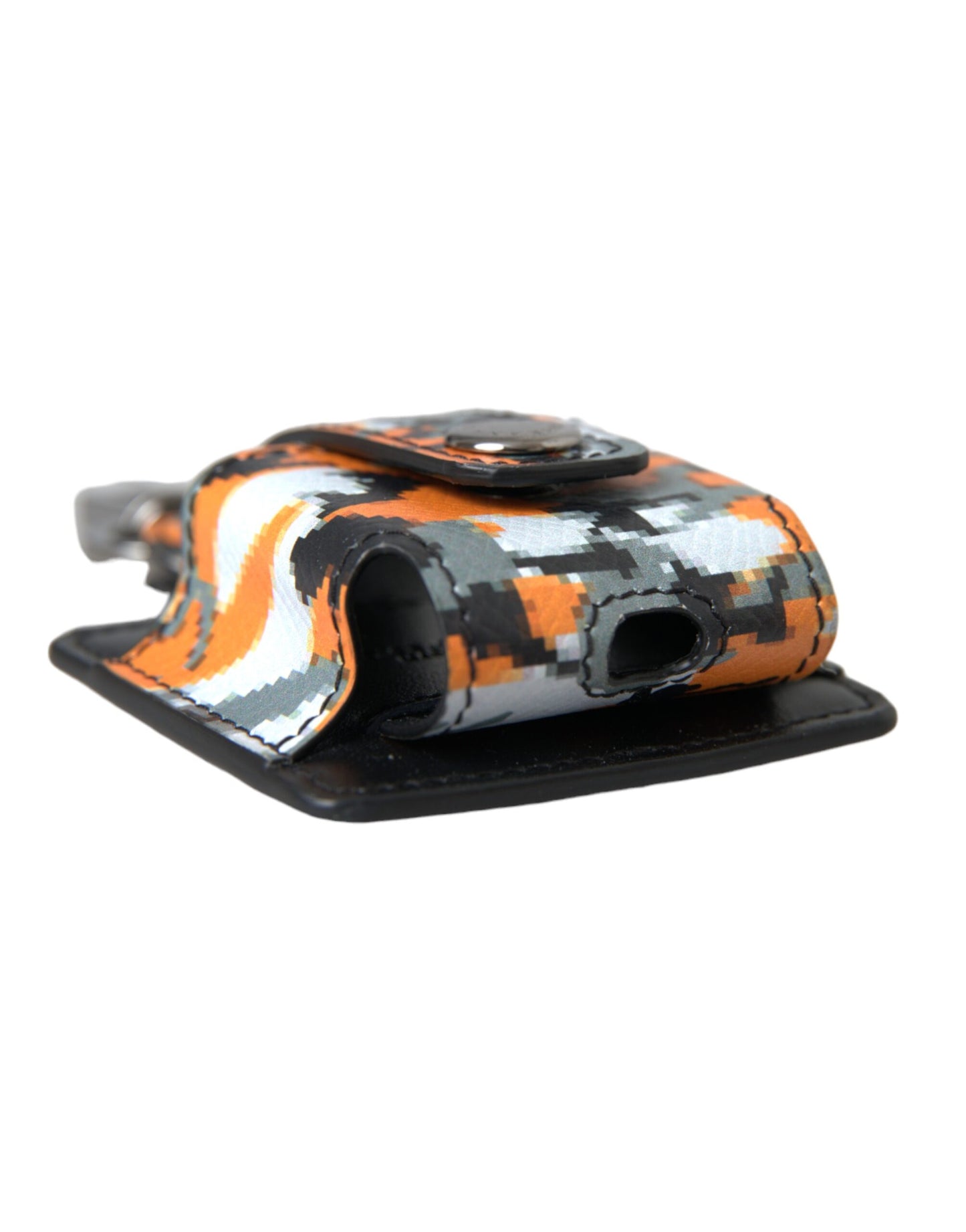 Dolce & Gabbana Airpods-Hülle aus Leder mit mehrfarbigem Camouflage-Print und Logo aus Metall
