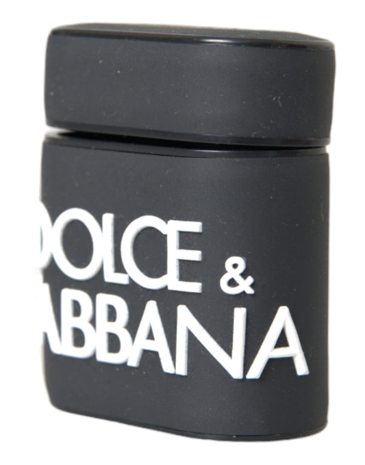 Dolce & Gabbana – Airpods-Hülle aus Silikon mit geprägtem Logo in Schwarz und Weiß