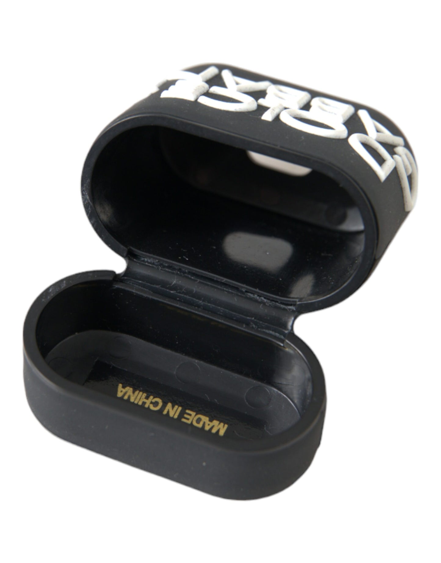 Dolce & Gabbana – Airpods-Hülle aus Silikon mit geprägtem Logo in Schwarz und Weiß