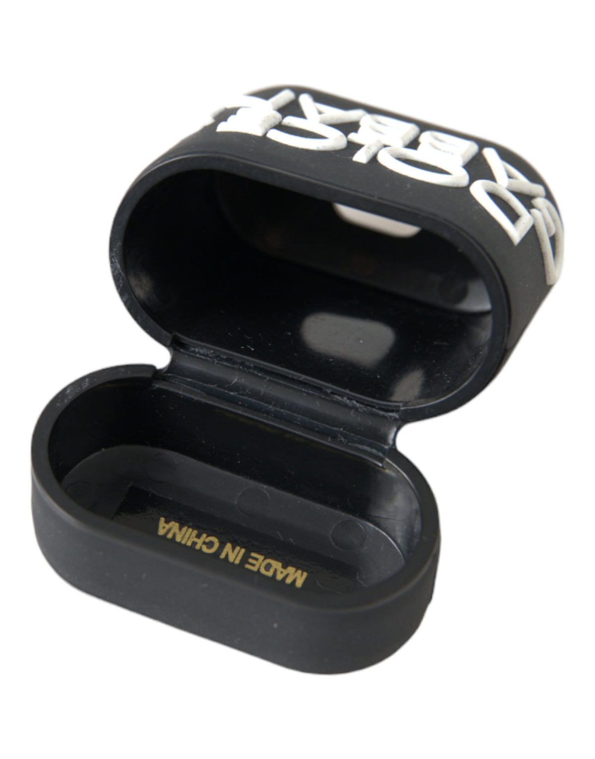 Dolce & Gabbana – Airpods-Hülle aus Silikon mit geprägtem Logo in Schwarz und Weiß