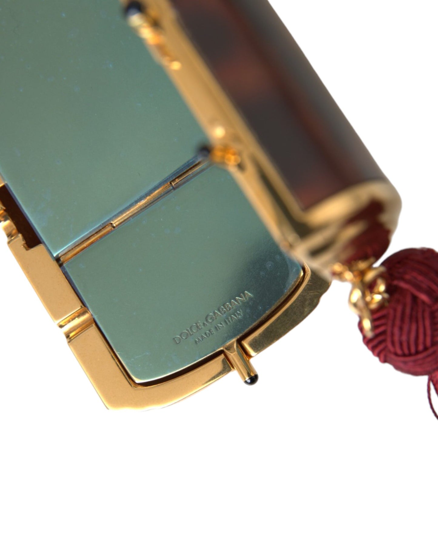 Dolce & Gabbana – Make-up-Tasche mit Mini-Spiegel und Quaste in Braun mit Leopardenmuster