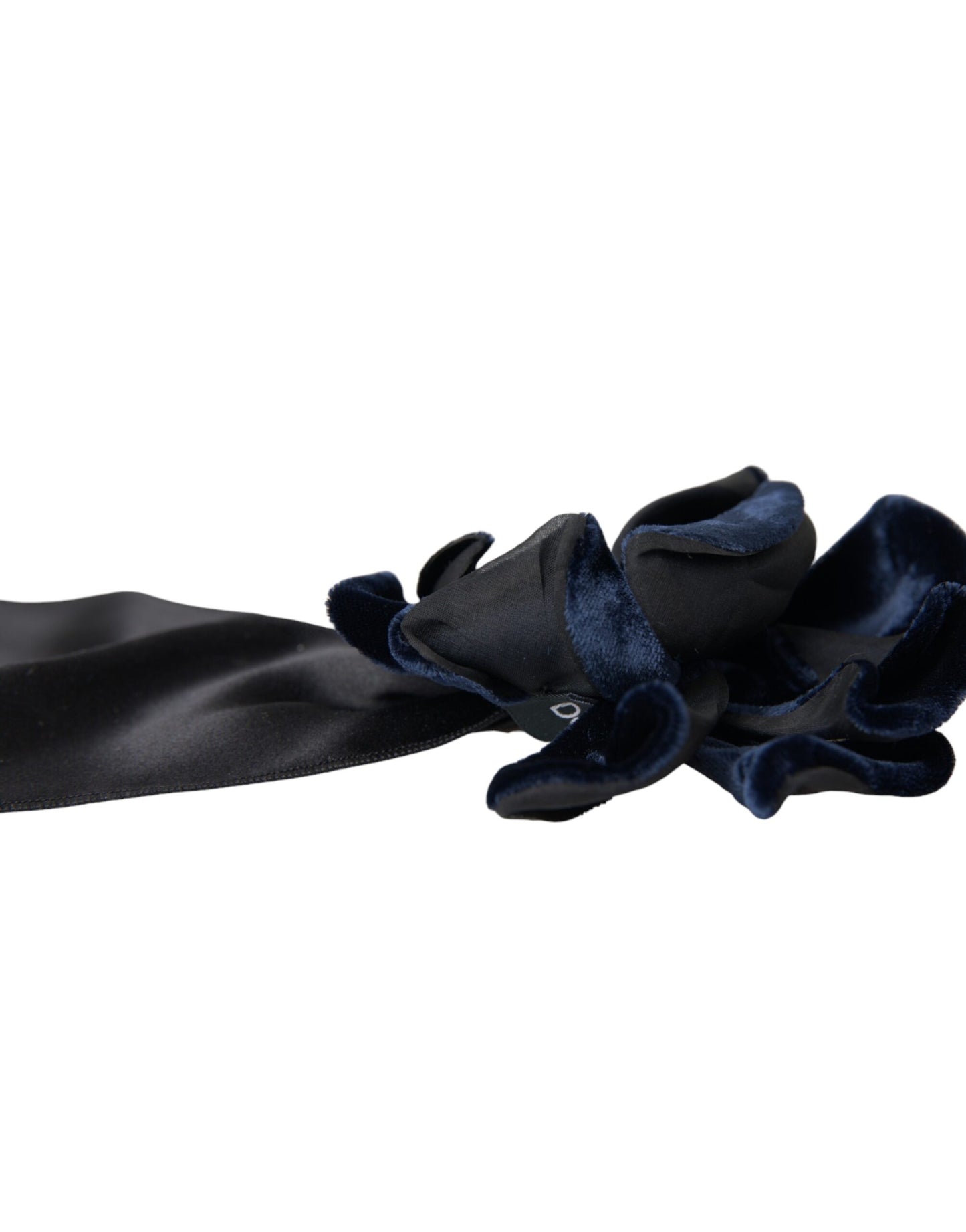 Dolce & Gabbana Haarnadel mit Blumenmuster, schwarze Seide, goldenes Messing