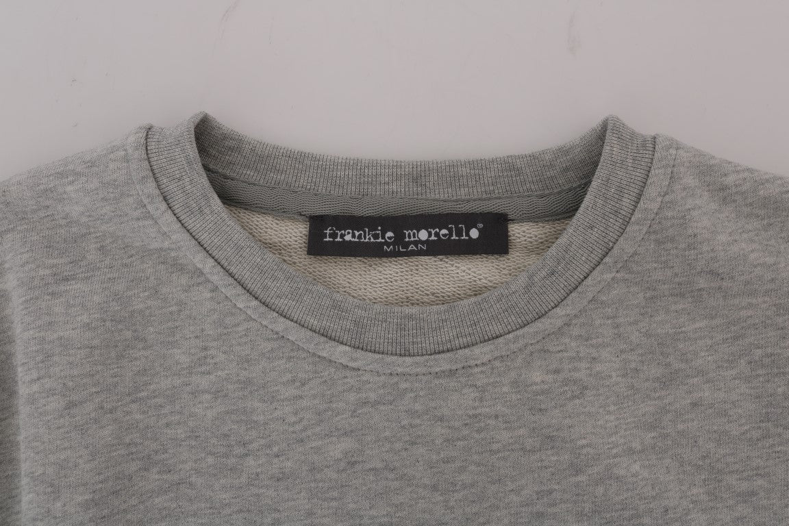 Frankie Morello Grauer Pullover mit Rundhalsausschnitt aus Baumwolle
