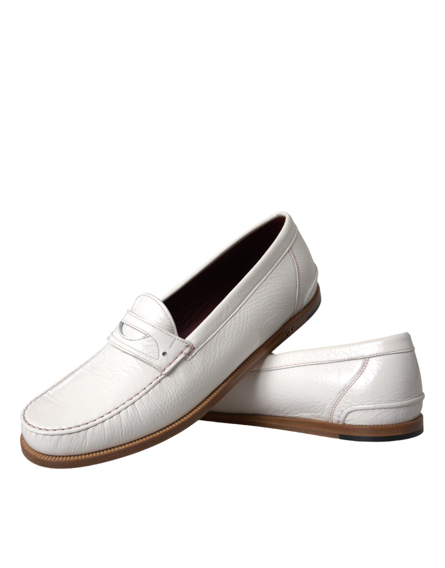 Dolce & Gabbana – Slipper-Mokassins aus weißem Leder
