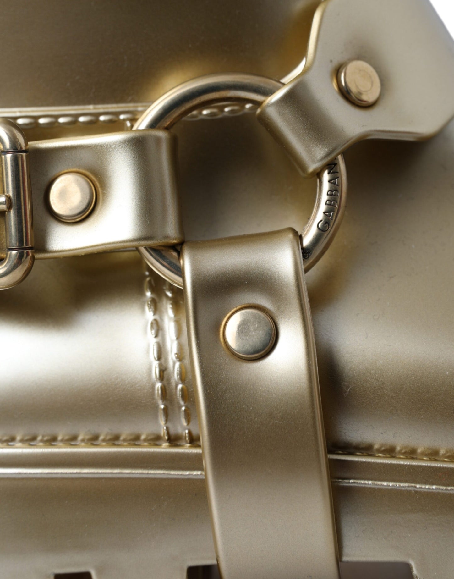 Dolce & Gabbana Metallic Gold Gummi PVC Regenstiefel Schuhe