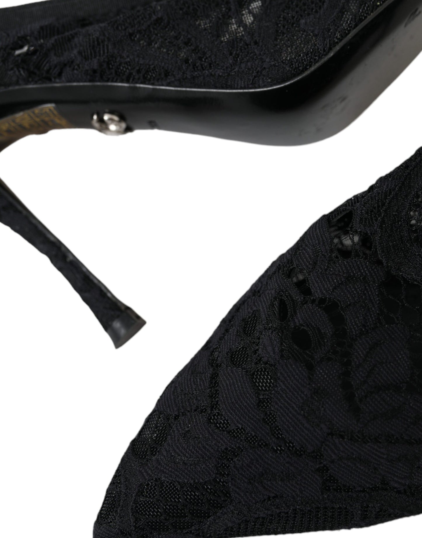 Dolce & Gabbana – Slingback-Schuhe mit Stretch-Absatz und schwarzer Spitze