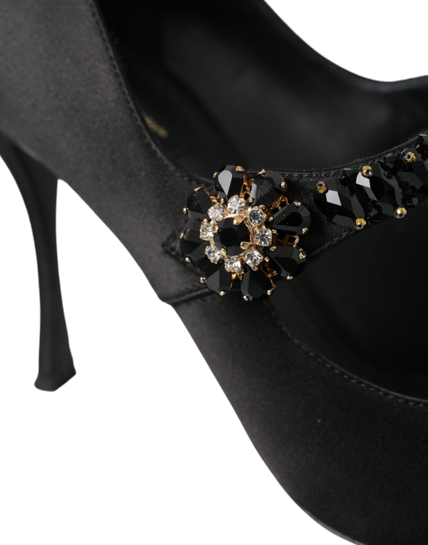 Dolce & Gabbana – Schwarze Mary Jane-Pumps mit Kristallabsatz