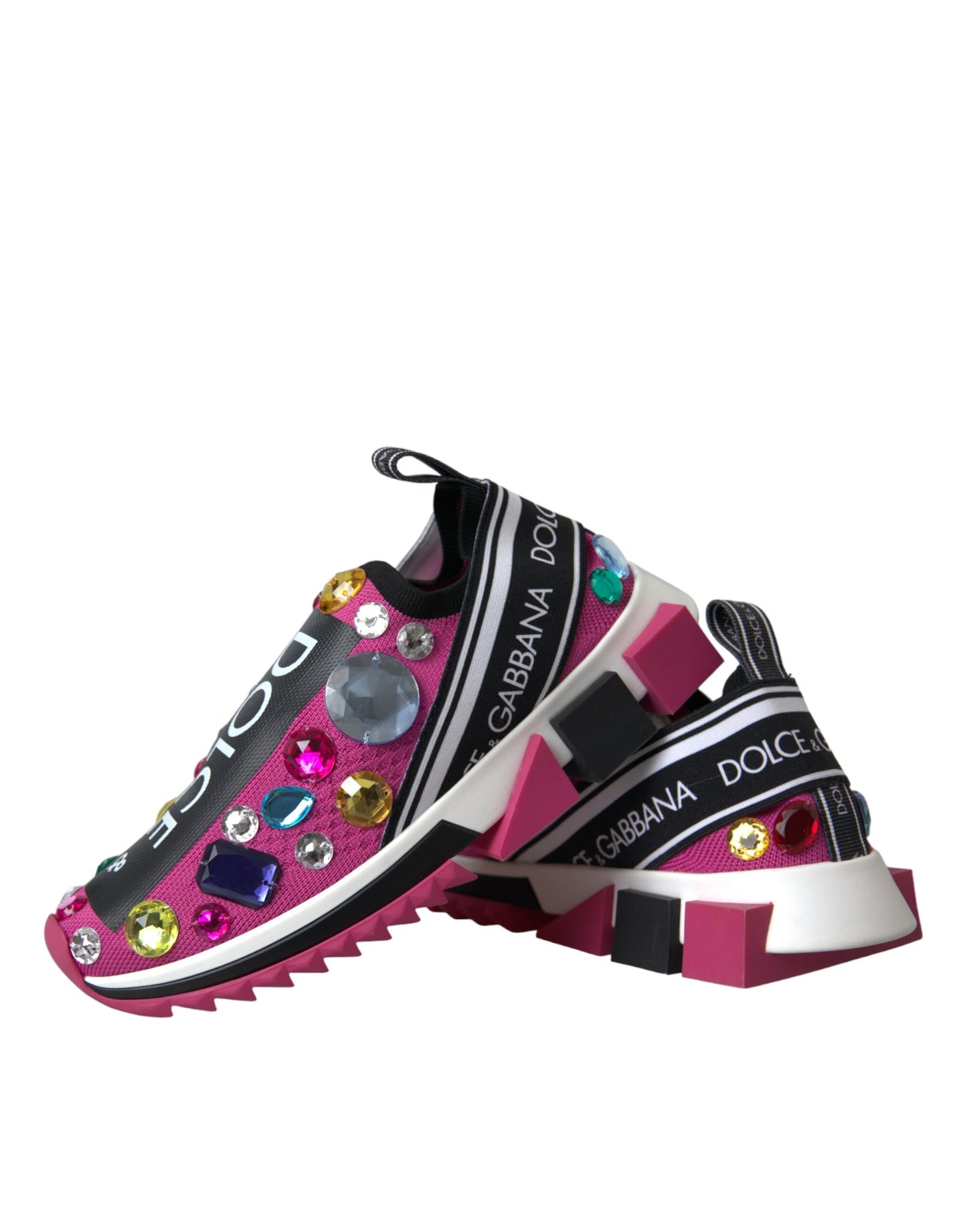 Dolce & Gabbana Pink Sorrento Kristalle Sneakers Schuhe