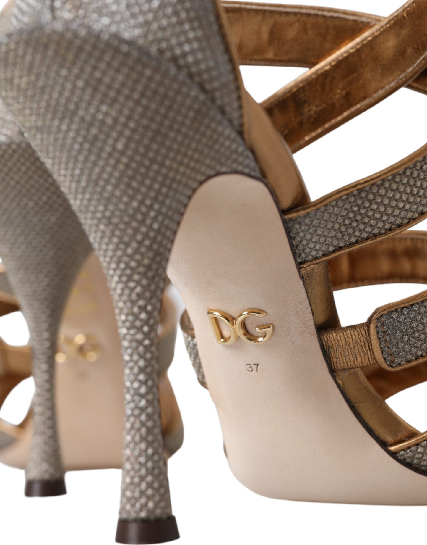 Dolce & Gabbana Bronze Kristall Strap Heels Sandalen Schuhe