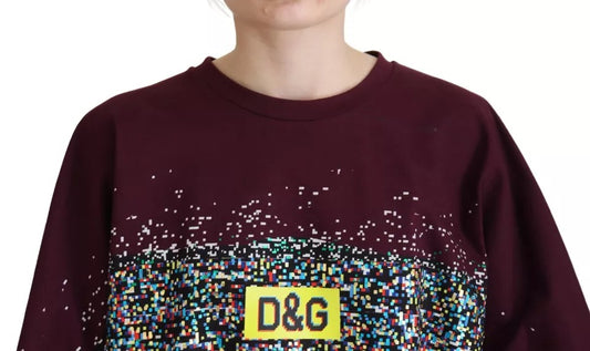 Dolce & Gabbana Bordeaux D&G Print Rundhals-Baumwoll-T-Shirt
