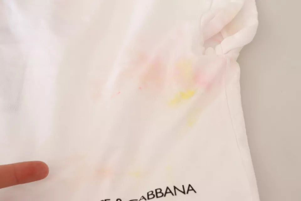 Dolce & Gabbana – Weißes, kurzes T-Shirt mit „Forgot“-Print und kurzen Ärmeln