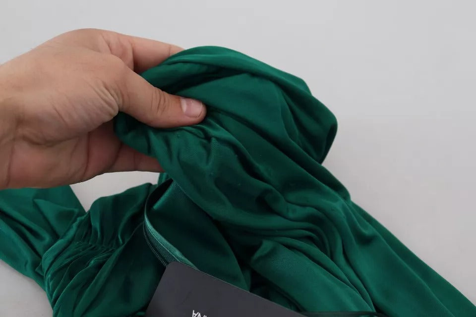 Dolce & Gabbana – Dunkelgrünes, langärmliges Midikleid aus Viskose