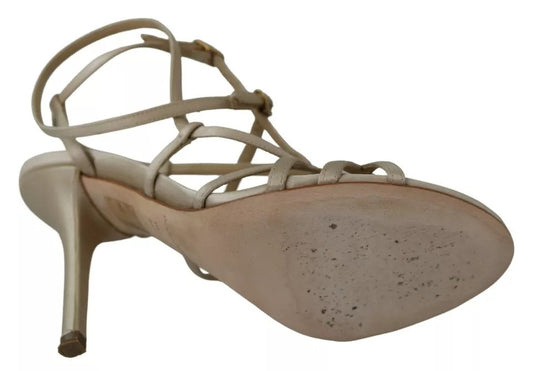Dolce & Gabbana Gold Seide Knöchelriemen Heels Sandalen Schuhe