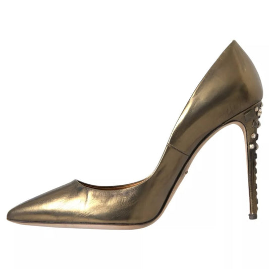 Dolce & Gabbana Bronze Leder verziert Heels Pumps Schuhe