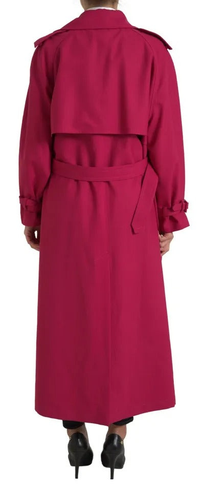 Dolce & Gabbana – Zweireihige Trenchcoat-Jacke in Dunkelrosa