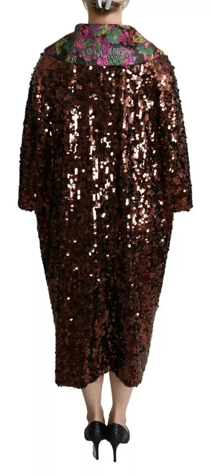 Dolce & Gabbana – Langer Mantel mit mehrfarbigen Pailletten und Jaquard-Jacke