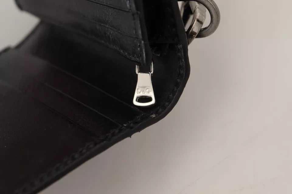 Dolce & Gabbana Damen-Geldbörse aus schwarzem Leder mit zweifacher Schulterriemen