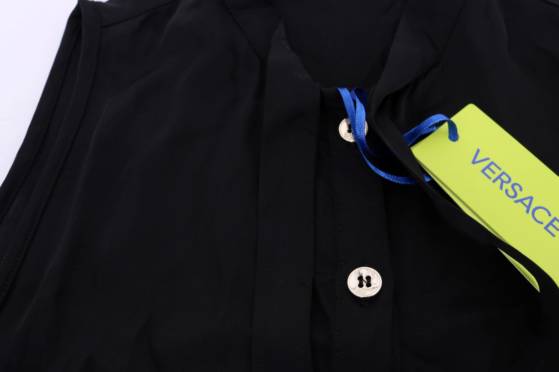 Versace Jeans – Schwarzes, ärmelloses Blusentop aus Viskose