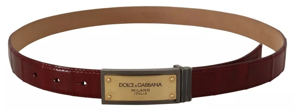 Dolce & Gabbana – Brauner Ledergürtel mit goldgravierter Metallschnalle