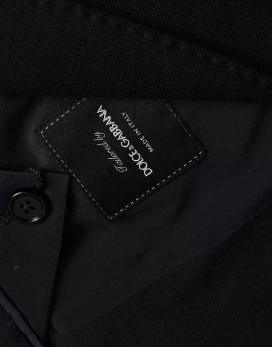 Dolce & Gabbana – Blauer, einreihiger Blazer aus Wolle mit Kerbe