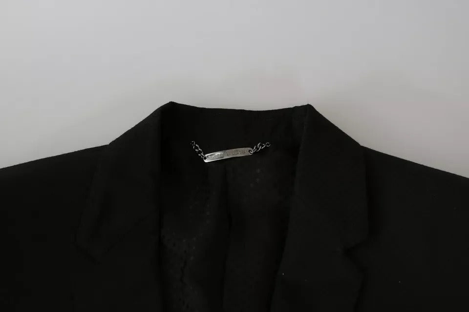 Dolce & Gabbana – Schwarzer Slim Fit-Blazer aus Wolle mit Revers