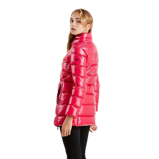 Refrigiwear – Lange Daunenjacke mit Schimmer in Fuchsia