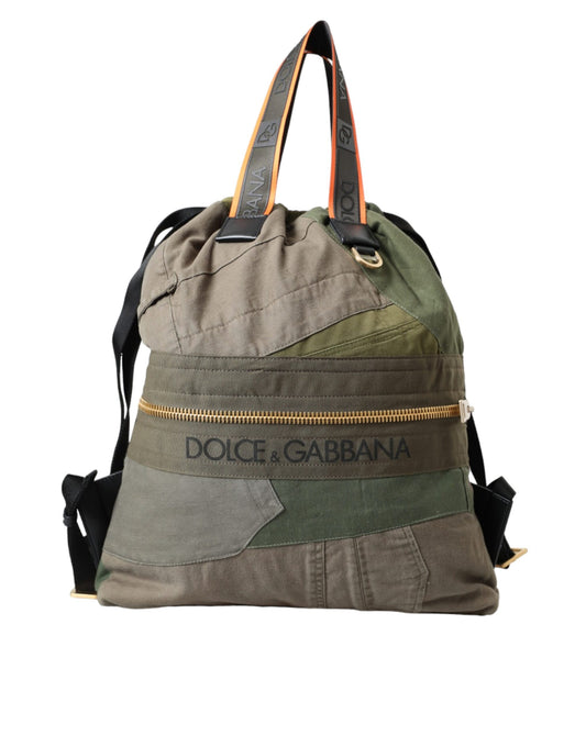 Dolce & Gabbana Militärgrüner Patchwork-Rucksack