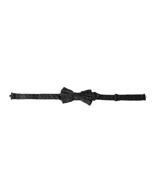 Dolce & Gabbana – Schwarze, gemusterte Papillon-Fliege aus Seide mit verstellbarem Hals