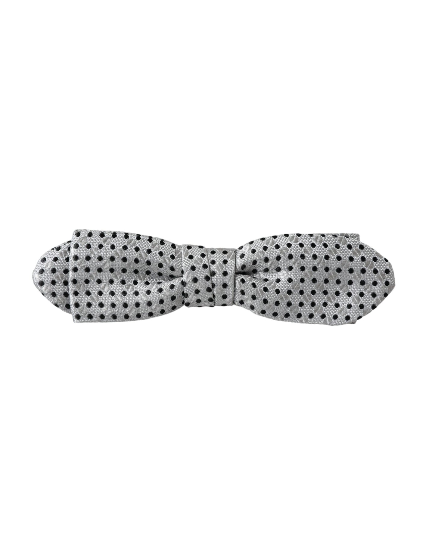 Dolce & Gabbana – Graue Seidenfliege mit Tupfenmuster und verstellbarem Halsausschnitt – Papillon