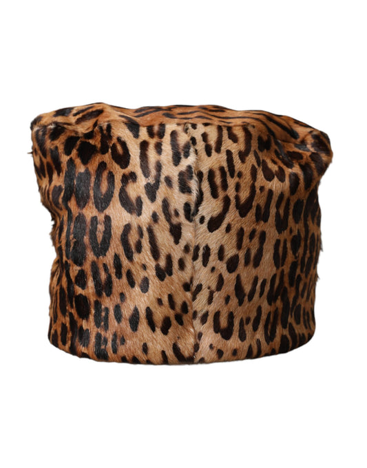 Dolce & Gabbana Brauner Leopardenfell-Fischerhut für Damen