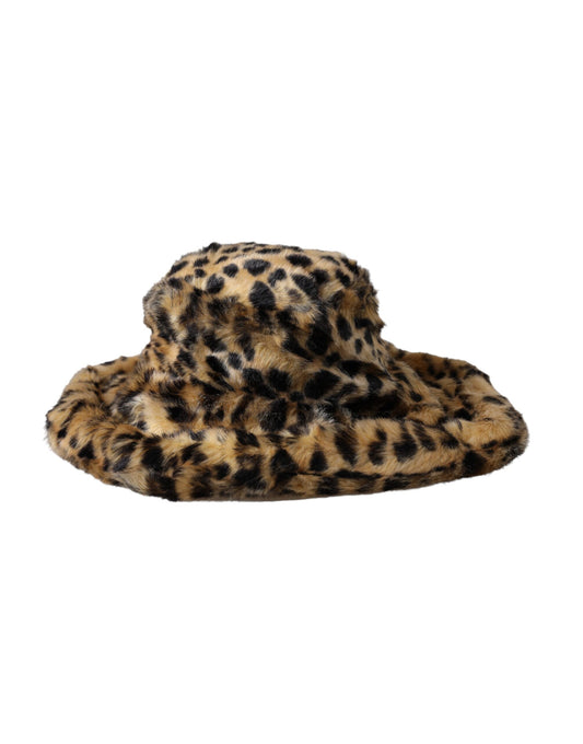 Dolce & Gabbana Brauner Leopardenfell-Fischerhut für Damen