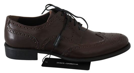 Dolce & Gabbana – Braune Brogue-Derby-Schuhe aus Leder