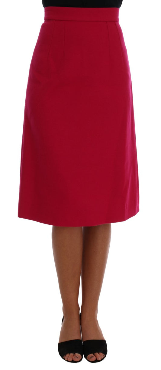 Dolce & Gabbana – Knielanger A-Linien-Rock aus rosa Wolle