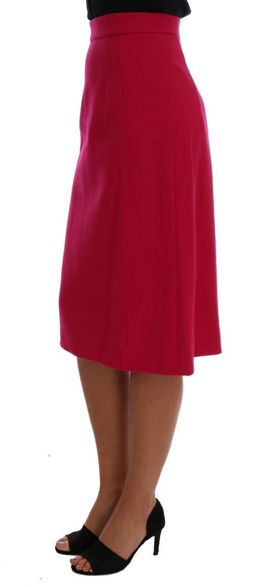 Dolce & Gabbana – Knielanger A-Linien-Rock aus rosa Wolle