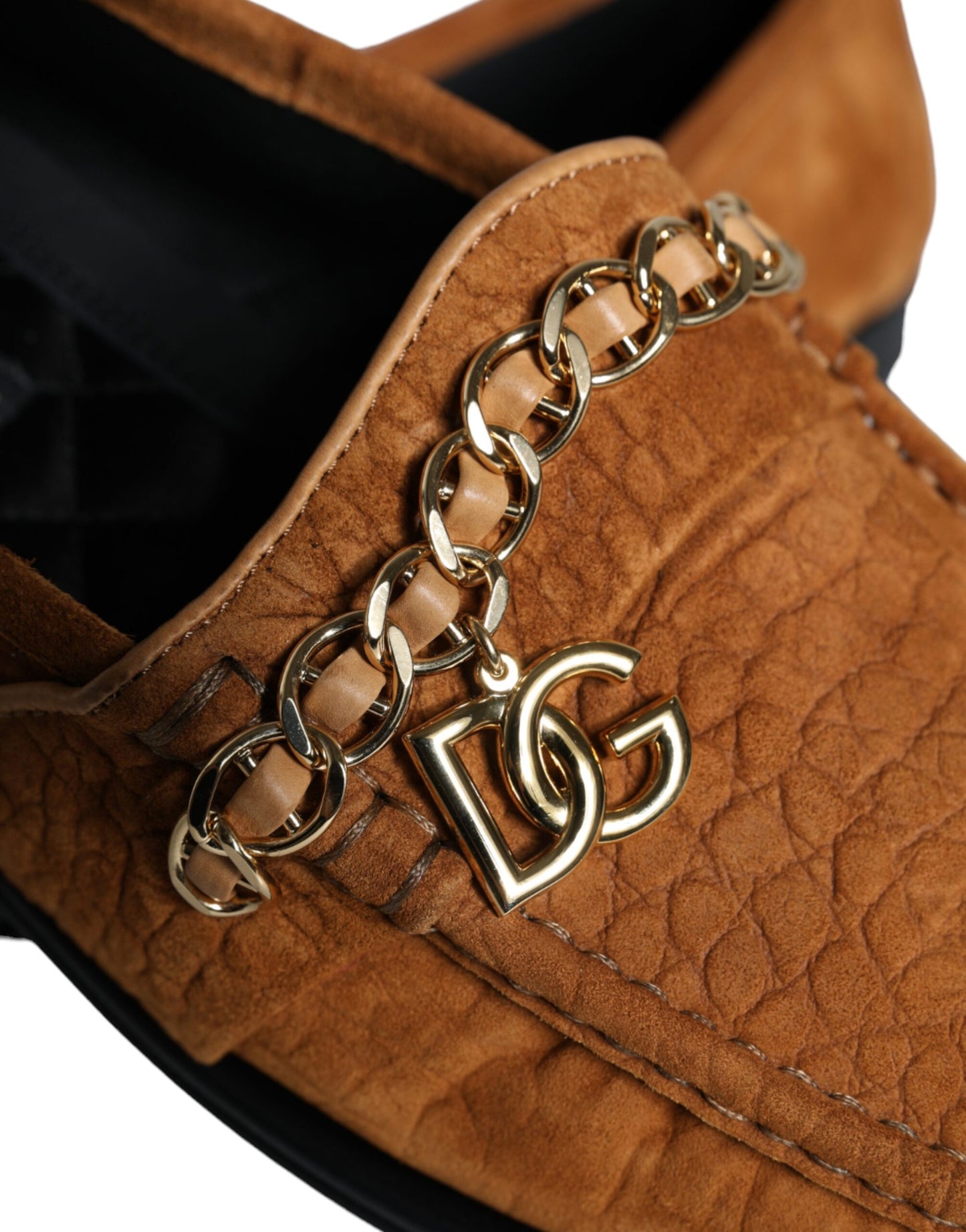 Dolce & Gabbana – Mokassins mit Logo aus braunem Samt und Leder